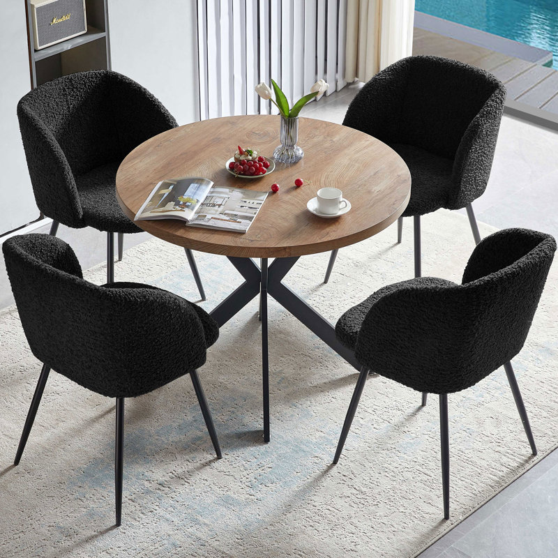 Carlisle Round Pedestal Dining Table Set, 5 Pieces: Table, 4 Chairs