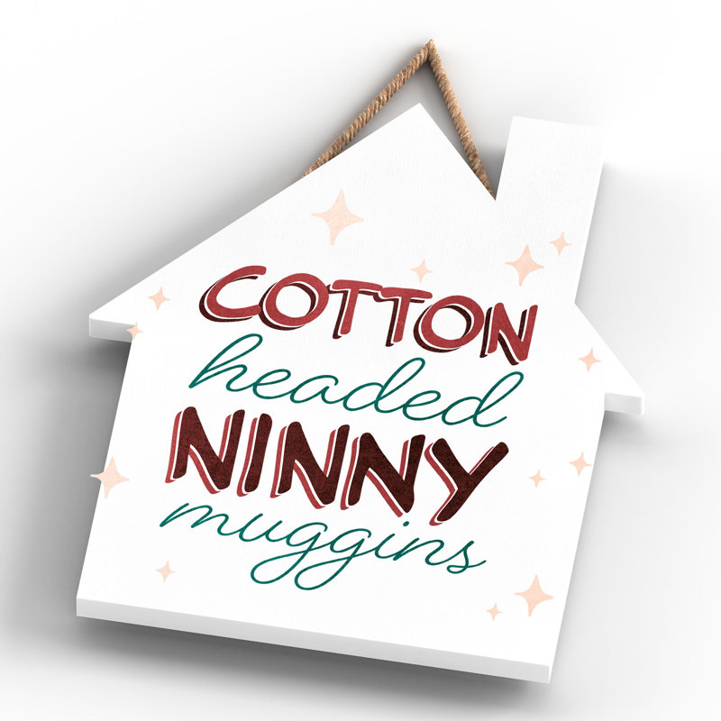Xmas Cotton Headed Ninny Muggins Wooden House Plaque, 18.5cm H x 16cm W x 0.9cm D