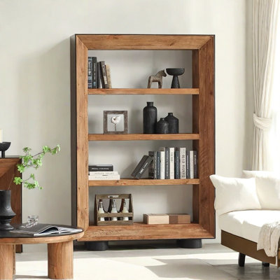 Bibliothèque simple en bois de pin massif rétro