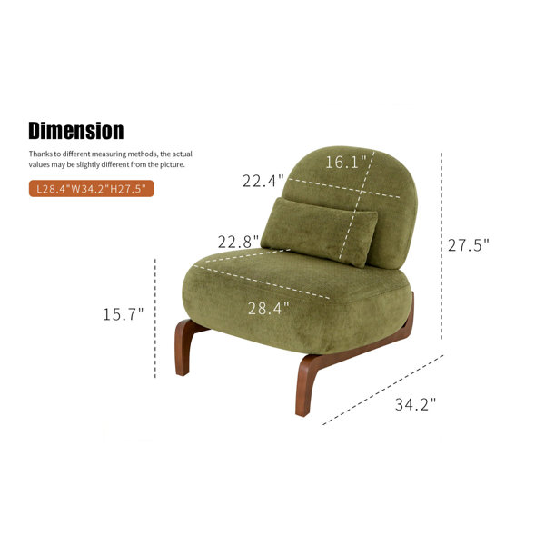 Ebern Designs Cute Accent Chair With Solid Wood Legs, Velvet Living ...