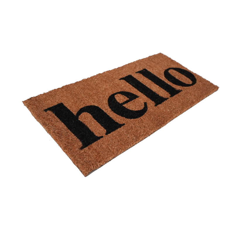 Paillasson Hello naturel / noir 12 po x 24 po, L 12 po x L 36 po