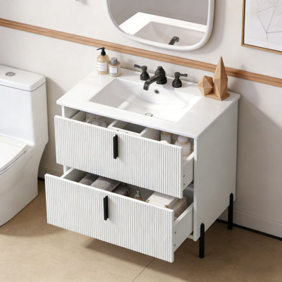 30" Bathroom Vanity with Ceramic Sink