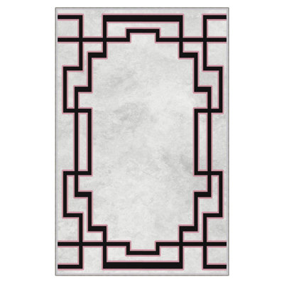 Tapis d'entrée de qualité supérieure, 2,6 x 4,9 pieds, 100% polyester, 650 gr / m² | Pois antibactérien antidérapant en PVC, d'une hauteur de poils de 0,3 po | Lavable à la machine, impression numérique 3D, durable et élégante pour la décoratio