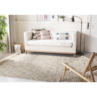 Alderman Natural Fiber Hand Loomed Jute/Cotton Geometric Rug in Silver