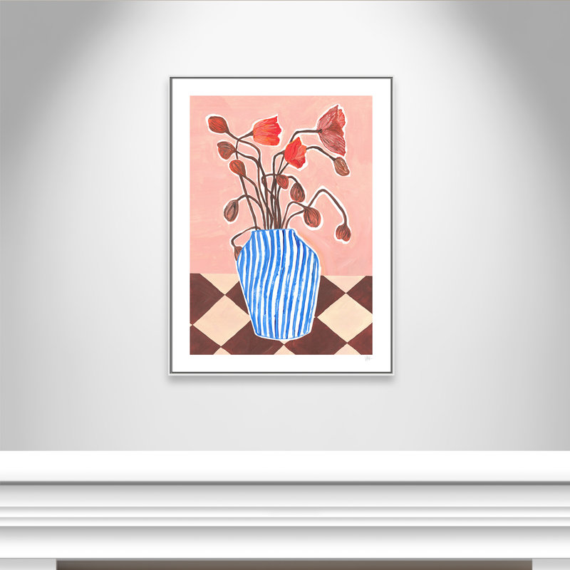 Poppies Print par Violets Print House, Toile avec cadre, L 37,5 po x H 49,5 po, Flotteur blanc