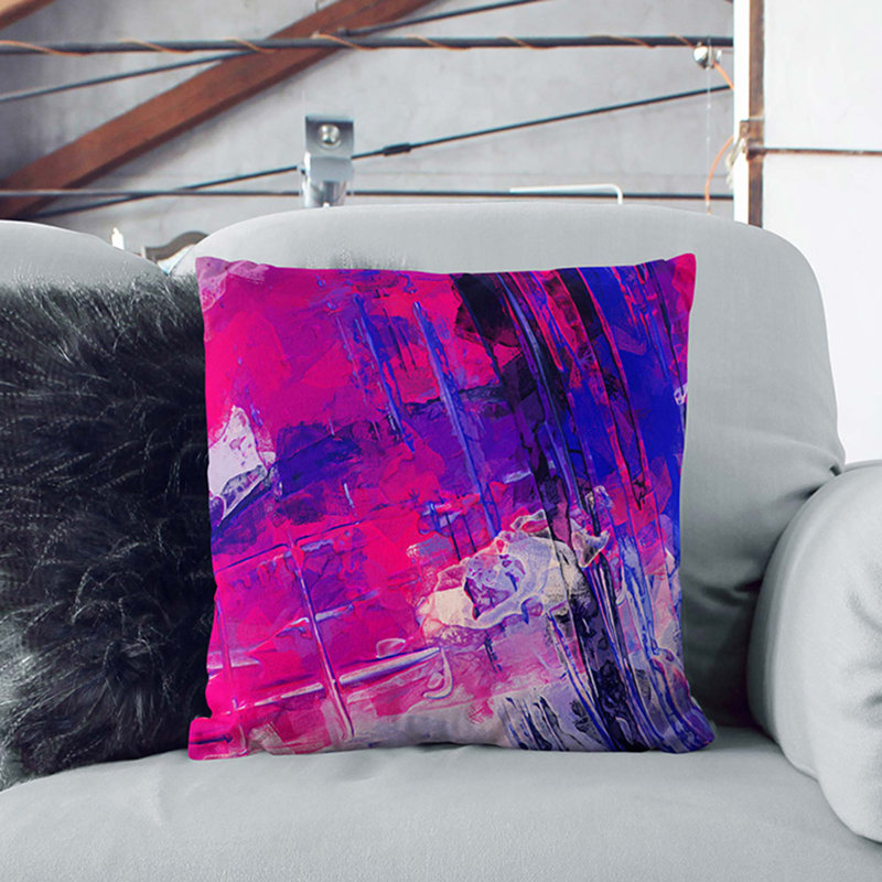 Abstract Square Cushion, White, 40cm H x 40cm W x 15cm D