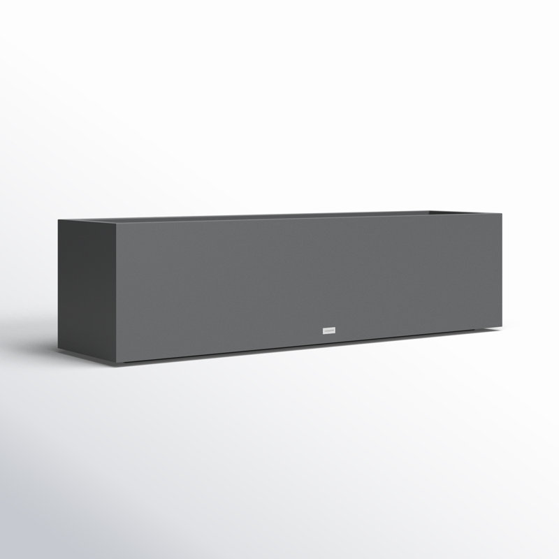 Metallic Series Handmade Metal Planter Box, Grey, 16.25" H x 60" W x 15" D