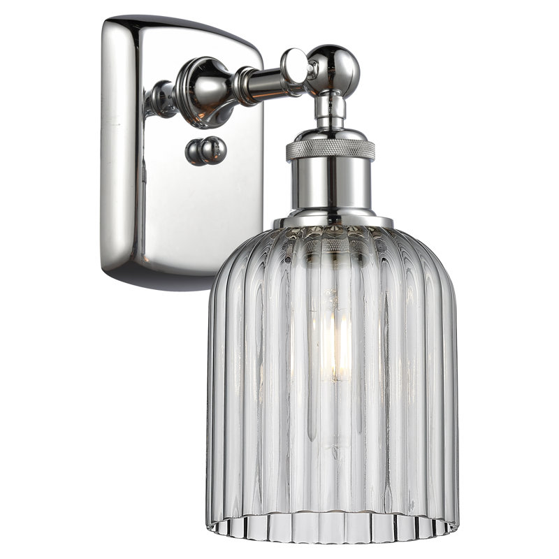 Northgate Steel Armed Sconce, Polished Chrome, Light Smoke
