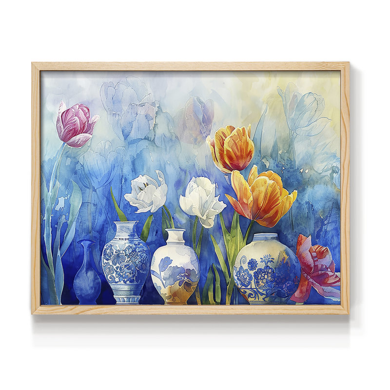 Série florale - LXV III - reproduction encadrée - réarmable, H 16 po x l 20 po, Naturel