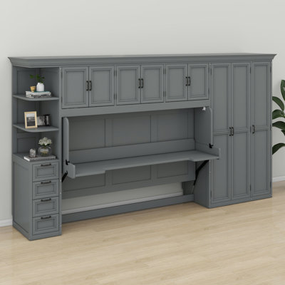 Multi-Functional Murphy Bed With Wardrobe, Desk And Cabinet