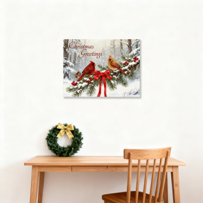 «Cardinal Birds Snow», art mural sur toile
