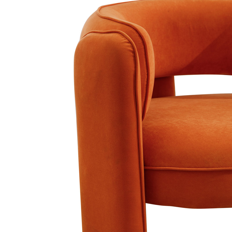 Fauteuil d'appoint rembourré 3 pieds Aylia, Velours orange performance