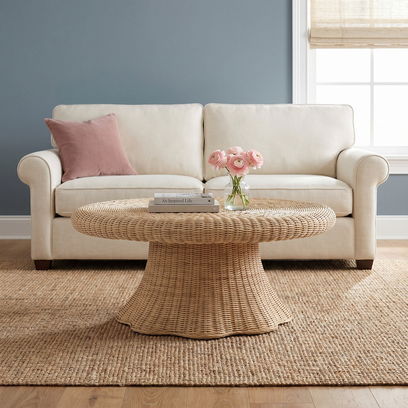 Lacie Scallop Rattan Coffee Table