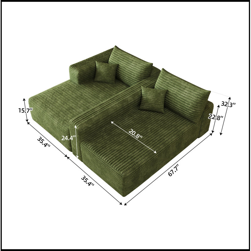 Canapé modulaire rembourré Minimalist, Green