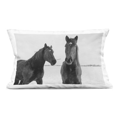 Draisma Hirdes Winter Horses Decorative Printed Throw Pillow, design by Amy Carroll