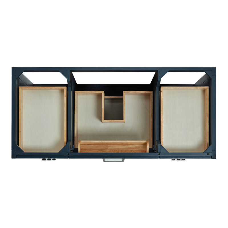 ARIEL Monroe 61 Single Sink Bathroom Vanity with Pure Quartz Top, Midnight Blue, Brushed Brass, 61"