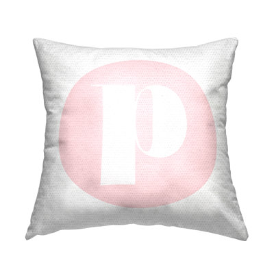 Pink Circle Letter Outdoor Throw Pillow