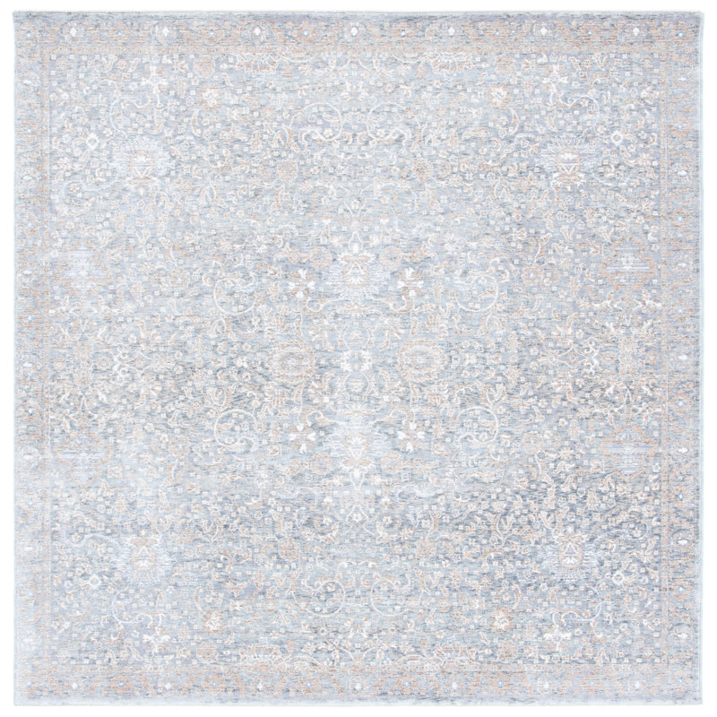 Thielsen Oriental Grey Area Rug, Square 6'7"