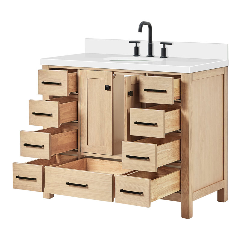 Ensemble de meuble-lavabo simple 43 po Cambridge, Chêne / noir mat, 43"