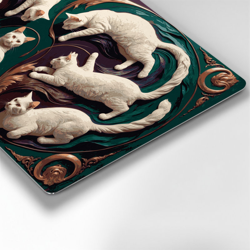 Cats American Curl, art mural en métal noir, H 132 po x l 168 po x P 0,05 po