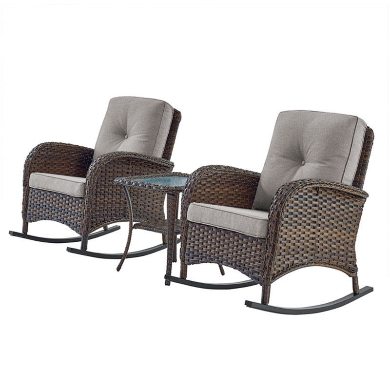 Artiana Wicker 2 - Person Patio Conversation Sets with Cushions, Gray, Brown
