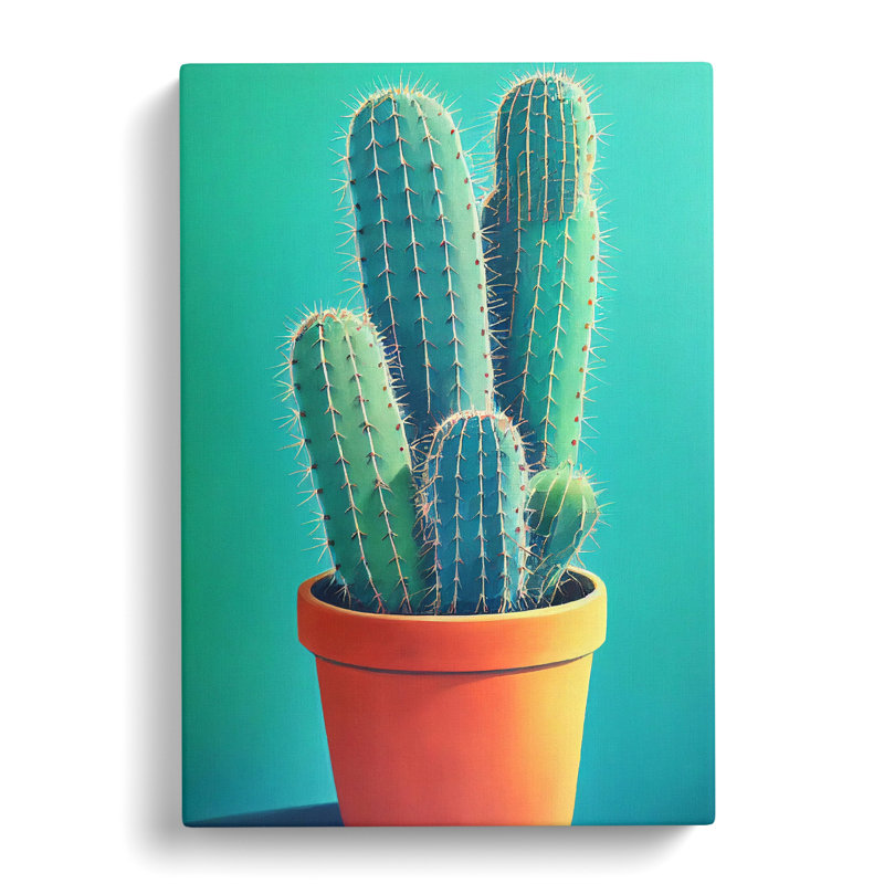 Cactus Cacti Potted - Wrapped Canvas, 50cm H x 35cm W x 3cm D