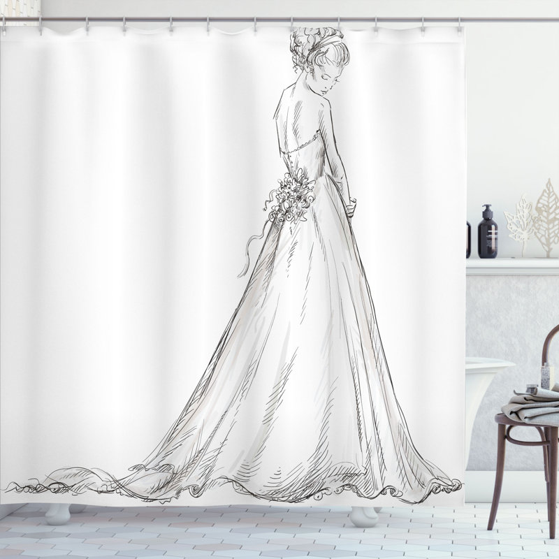 Shower Curtain with Hooks Included, 70" H x 69" W