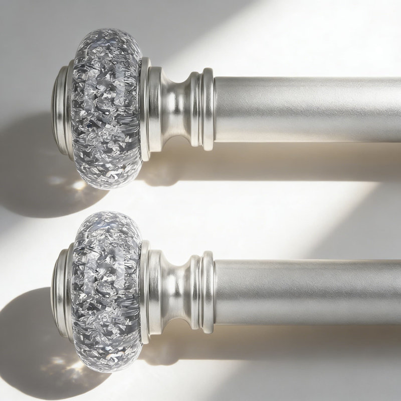 Ensemble de tringle à rideaux réglable robuste avec embouts en cristal, mât de rideau de 1 pouce de diamètre pour fenêtres de 36 à 91 pouces, comprend les supports et la quincaillerie pour une installation facile