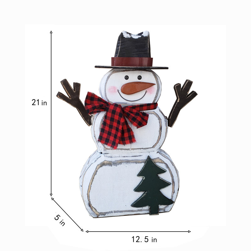 Bonhomme de neige en bois avec écharpe