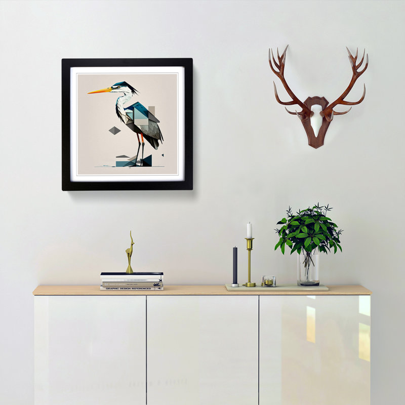 Heron Suprematism No.1 - Framed Print, Black