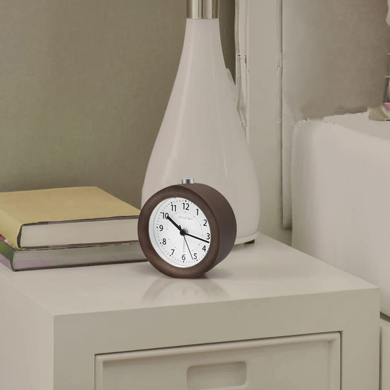 Wood Quartz movement / Crystal Alarm Tabletop Clock, Brown