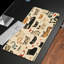  Tapis de souris en caoutchouc, surface en microfibre lisse, base antidérapante, tapis de souris décoratif à bord arrondi pour le bureau et les jeux, 17 po x 47 po, motif de chats beiges-1757484101
