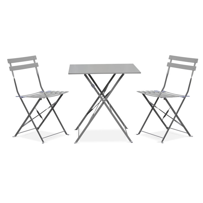 Westcliff Folding Thermo- Lacquered Steel Bistro Table, Grey