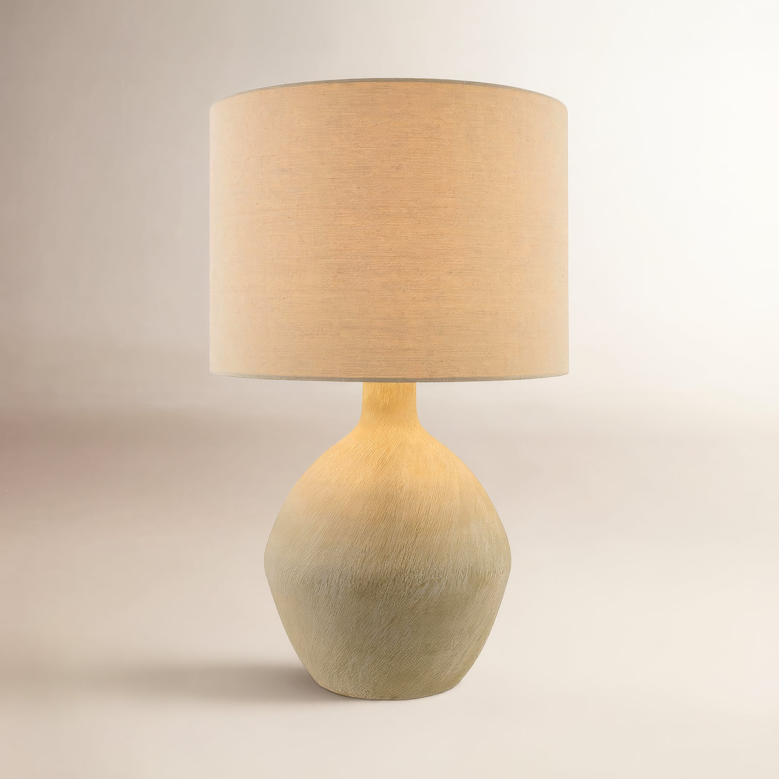 Ceramic Table Lamp, Beige, Beige