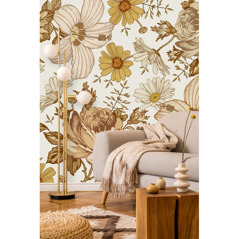 Floral Wall Mural, 100" W x 8.33" L