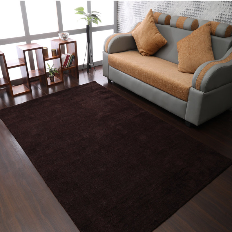 Tapis écologiques en laine nouée à la main de la collection Manns, Orange, Rectangle 9 pi x 12 pi