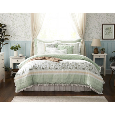 Édredon en coton sauge, 9 pour grand lit, aspect classique