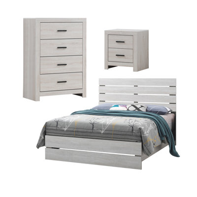 Ensemble de chambre à coucher avec commode 3 pièces Eunice