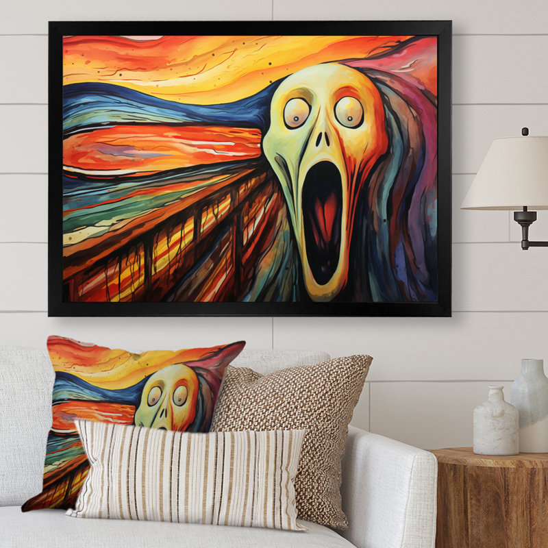 Sur toile, chef-d'œuvre The Scream par Edvard I, Cadre photo noir, H 34 po x l 44 po x P 1,5 po