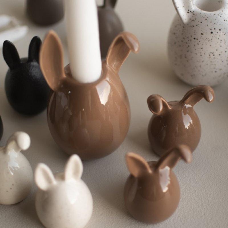 Porte-bougie lapin - Nougat brillant