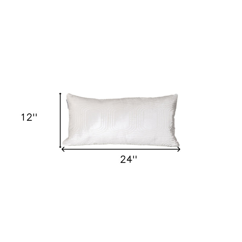 Coussin 12 "x 24" en mélange de coton blanc, Blanc