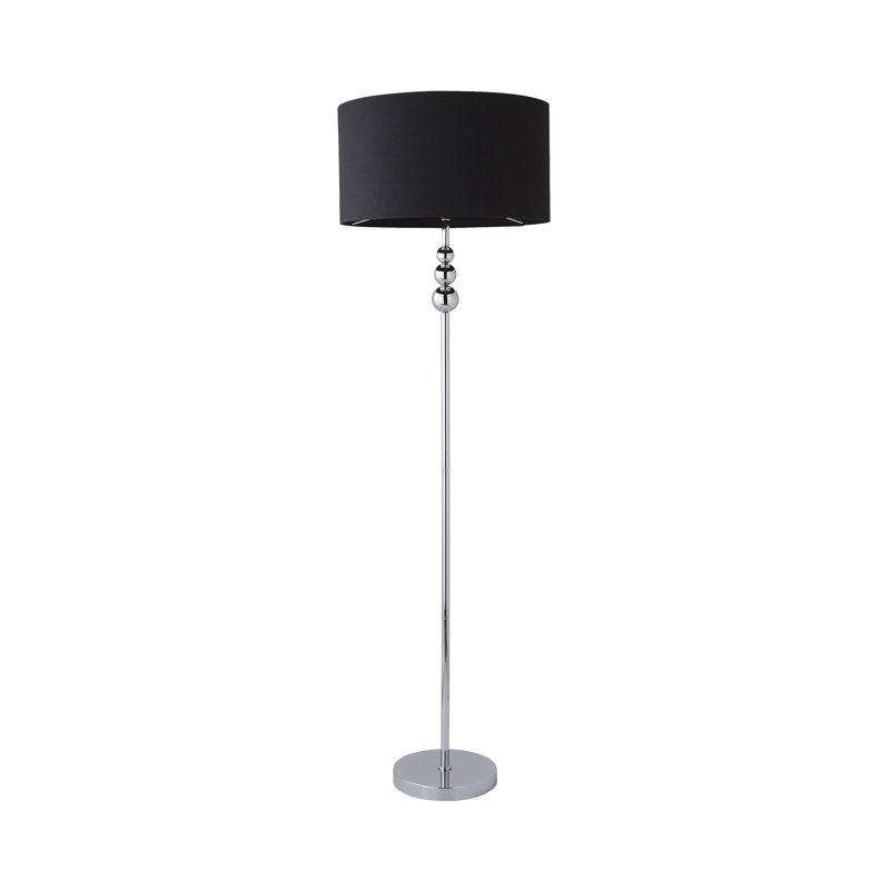 Randalia 145cm Traditional Floor Lamp, Black, Chrome 