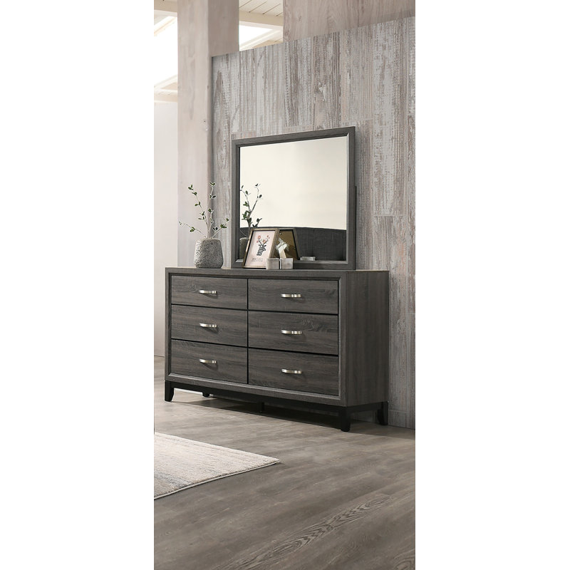 Commode 1 pièce style rustique avec poignées en métal et pieds en bois noirs