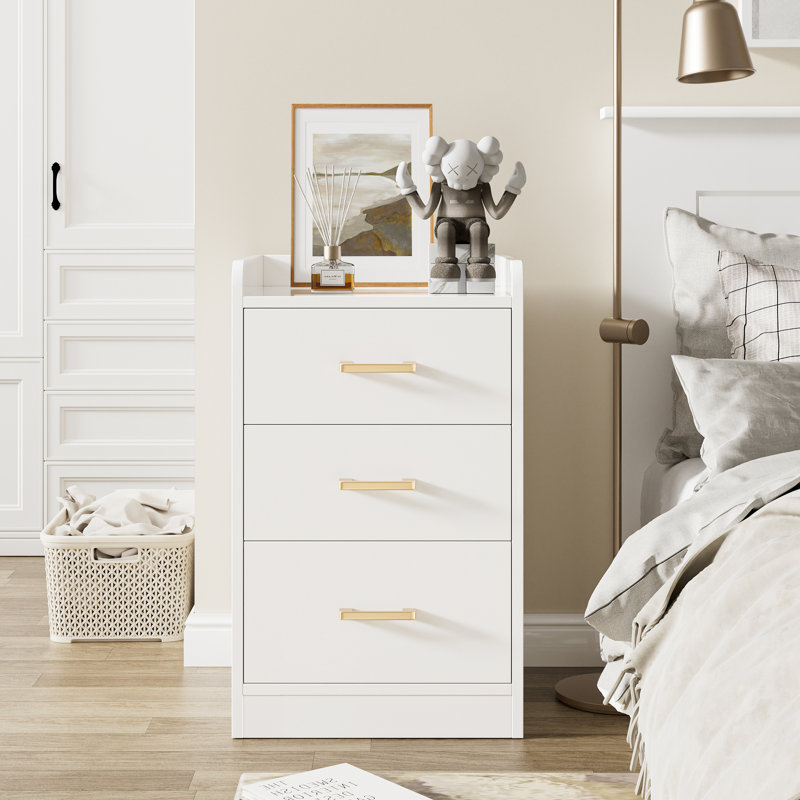 Ensemble de chambre à coucher 3 pièces, lit tapissier avec tête de lit réglable et table de chevet en bois (ensemble de 2)