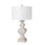 Lampe de table Cyrus - 81 cm (32 po) en polyrésine blanche style ferme avec port USB - Finition blanche vieillie-697509294