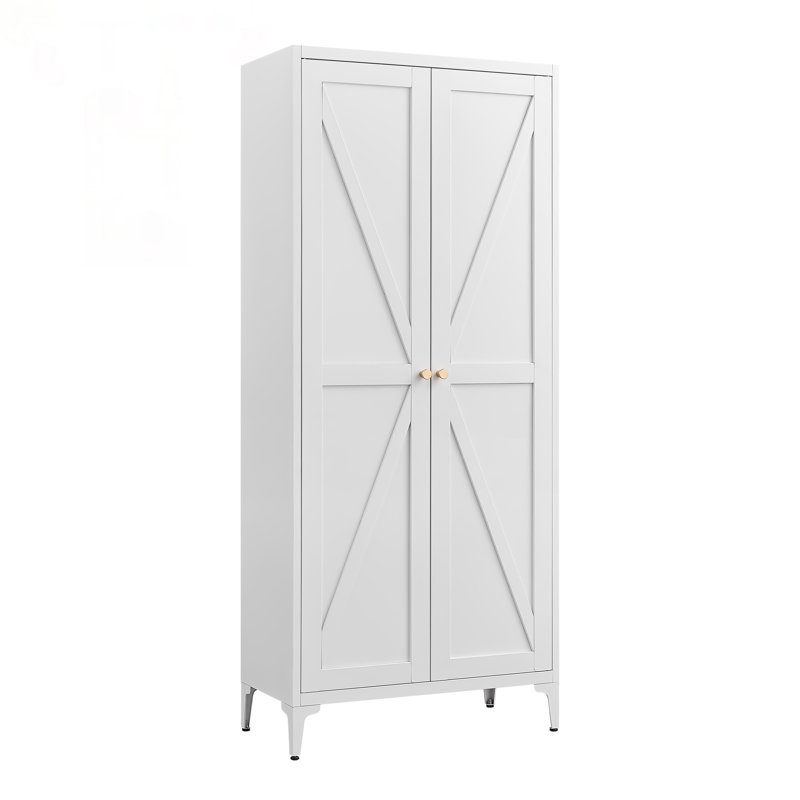 Armoire de rangement en métal réglable à 2 portes avec armoires de rangement en métal et tablettes réglables, Blanc