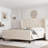 Bed Frame with Storage, 4 Under Bed Drawers and Wingback Headboard, Type-c and USB Ports, Diamond Tufted Upholstered Platform, No Box Spring Required-224186651-224186653