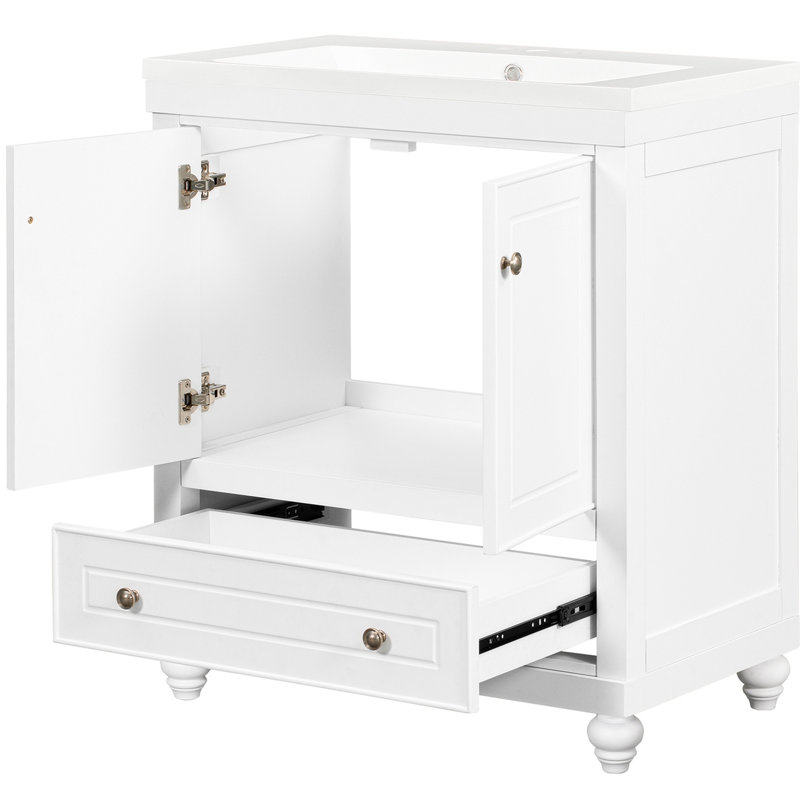 Meuble-lavabo simple 30,09 po avec plateau en céramique Chiyeko