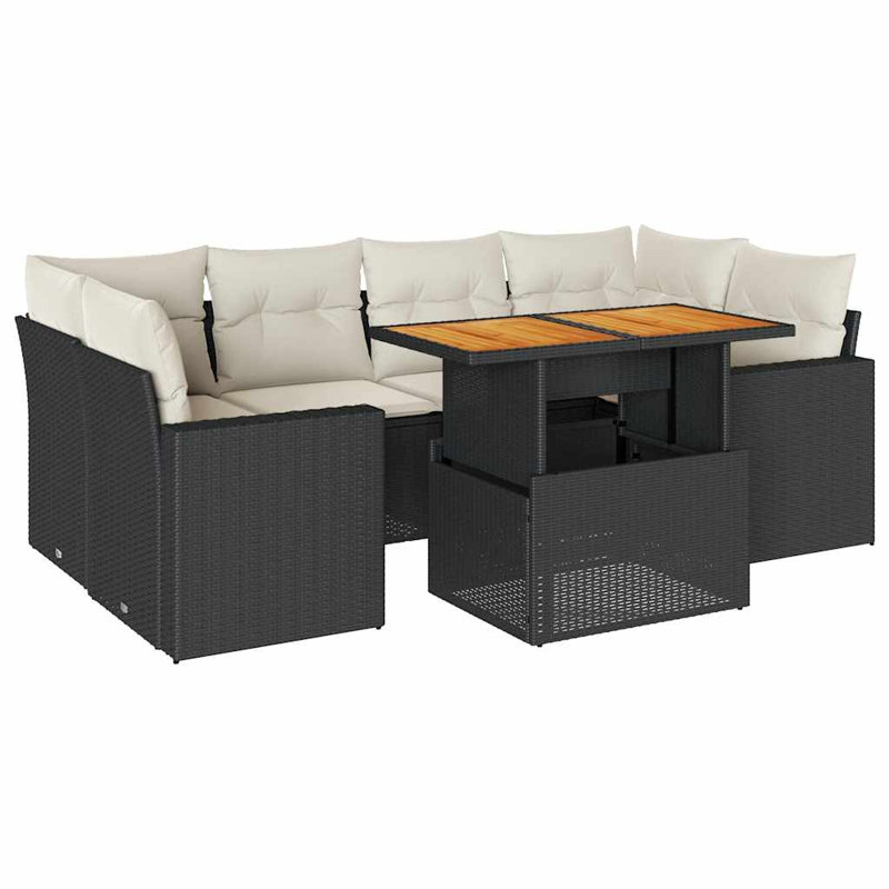 Ensemble de canapé de jardin Vidaxl noir, blanc crème