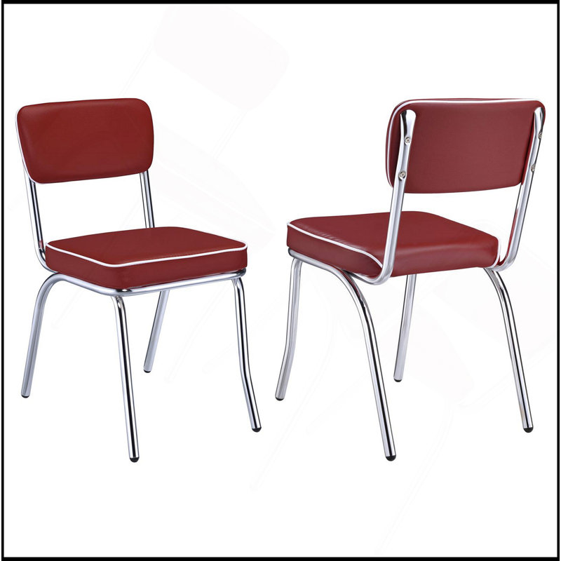 Ensemble de 2 chaises d'appoint rembourrées, Rouge, Argent argent